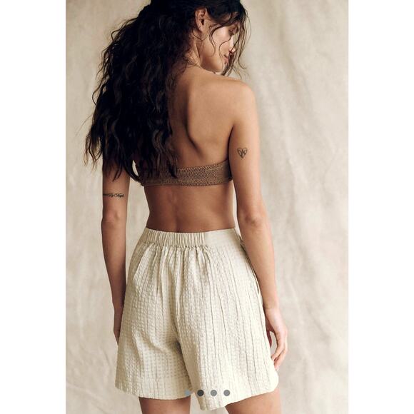 Free People Pucker Check Wrap Around Shorts Chocolate Fondant Multiple Sizes - Picture 7 of 8